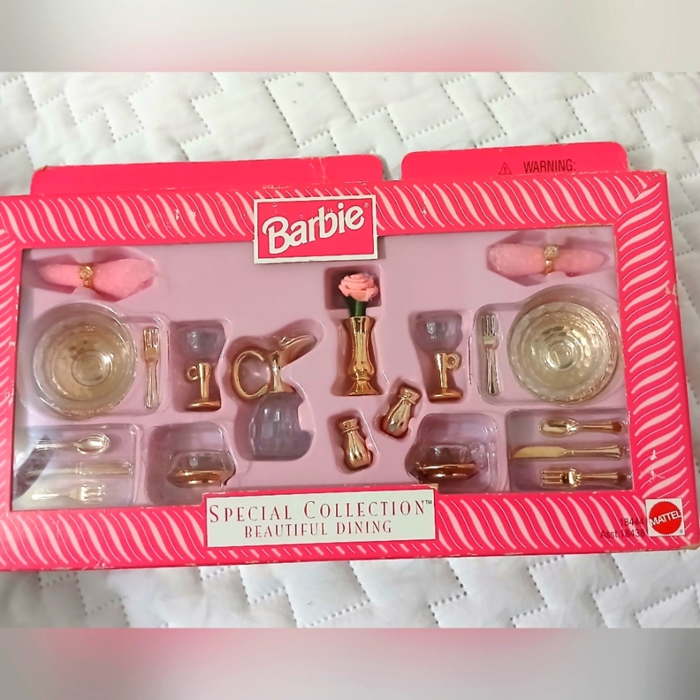 Barbie Special Collection Dining Set with Pink and Gold Accents